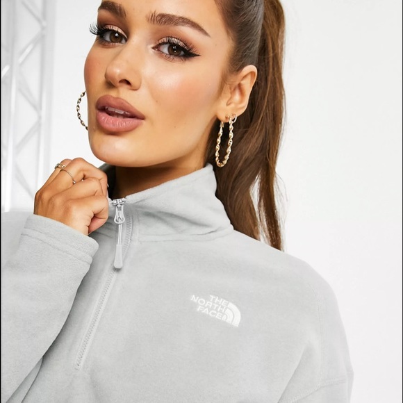 The North Face 100 Glacier 1/4 zip cropped fleece in gray Medium - Picture 12 of 16